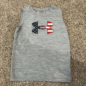 Under Armour Kids Gray Tank Top with Flag Logo